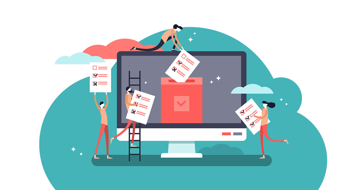 Illustration von mehreren Personen, die an einem Unternehmensbranding arbeiten